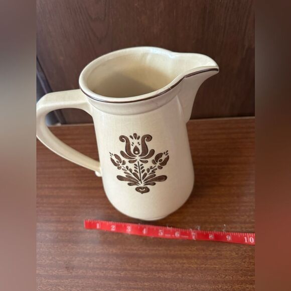 Vintage 1970s Pfaltzgraff Village Cream Pitcher with Brown Floral Design - Picture 1 of 7